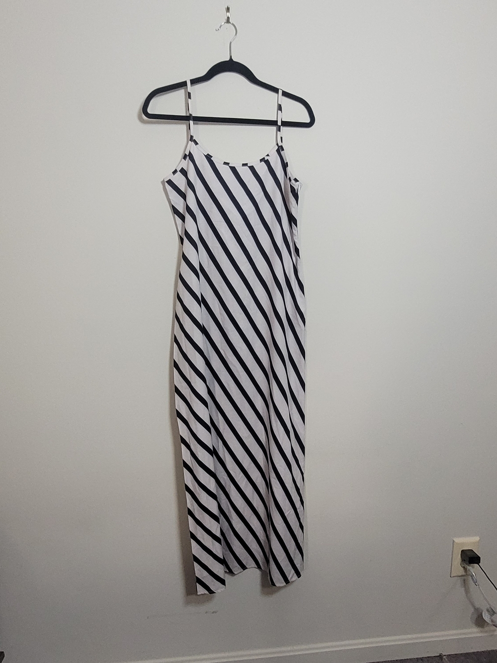 Striped Black and White Spaghetti Strap Maxi Dress